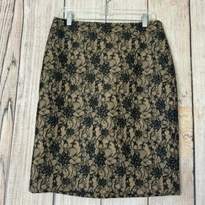 Talbots Womens Black lace overlay Wool blend Pencil skirt size 8
